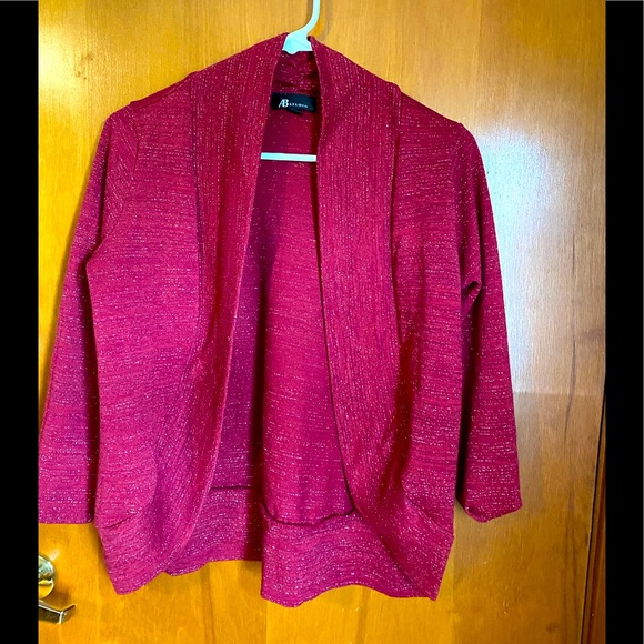 AB Studio Tops - AB Studio Red Cardigan With Sliver Threading